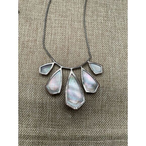 Kendra Scott Rhyan Adjustable Rhodium Mother of Pearl Statement Necklace - Picture 10 of 11